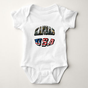 Kansas Afbeelding en USA Flag Font Romper