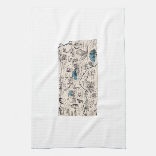 Kansas  Afbeelding Map Theedoek (Verticaal)