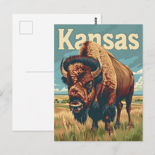 Kansas American Bison Briefkaart (Voorkant / Achterkant)