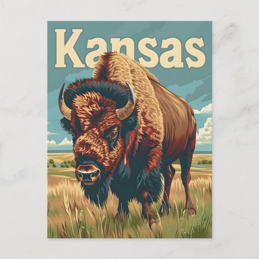 Kansas American Bison Briefkaart (Voorkant)