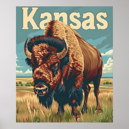Kansas American Bison Poster (Voorkant)