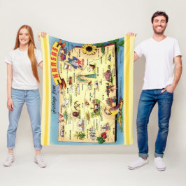 Kansas ansichtkaart kaart Throw Fleece Deken