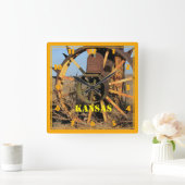 Kansas Antique Tire Vierkante Klok (Huis)