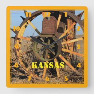 Kansas Antique Tire Vierkante Klok