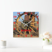 Kansas Antique Tractor Tire Square Clock Vierkante Klok (Huis)