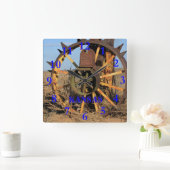 Kansas Antique Tractor Tire Vierkante Klok (Huis)