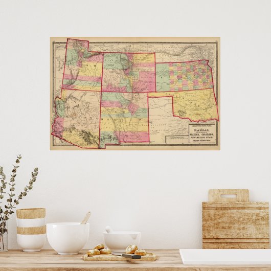 Kansas, Arizona, Colorado, New Mexico, Utah Poster (Keuken)