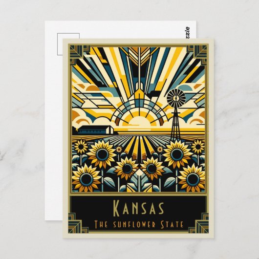 Kansas | Art. Deco Briefkaart (Voorkant / Achterkant)