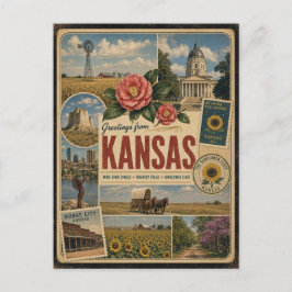 Kansas authentieke vintage stijl ansichtkaart briefkaart