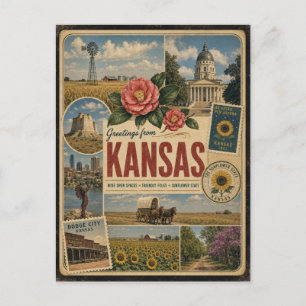 Kansas authentieke vintage stijl ansichtkaart briefkaart