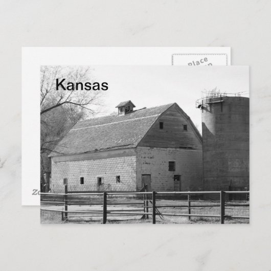 Kansas Barn en Silo Briefkaart (Voorkant / Achterkant)