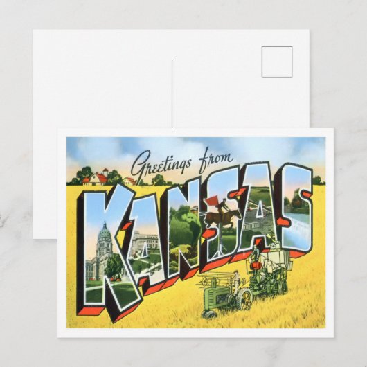 Kansas  Big Letters Briefkaart (Voorkant / Achterkant)