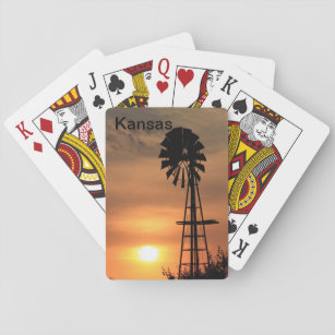 Kansas Blazing oranje Sunset met windmolen Pokerkaarten