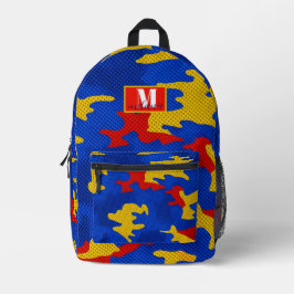 Kansas Blue Red Yellow Vibrant Camo Pattern Bedrukte Rugzak