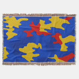 Kansas Blue Red Yellow Vibrant Camo Pattern Deken