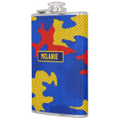 Kansas Blue Red Yellow Vibrant Camo Pattern Heupfles (Links)