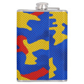Kansas Blue Red Yellow Vibrant Camo Pattern Heupfles (Achterkant)