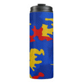 Kansas Blue Red Yellow Vibrant Camo Pattern Thermosbeker (Voorkant)
