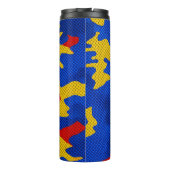 Kansas Blue Red Yellow Vibrant Camo Pattern Thermosbeker (Achterkant)