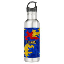 Kansas Blue Red Yellow Vibrant Camo Pattern Waterfles