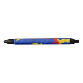 Kansas Blue Red Yellow Vibrant Camo Pattern Zwarte Inkt Pen