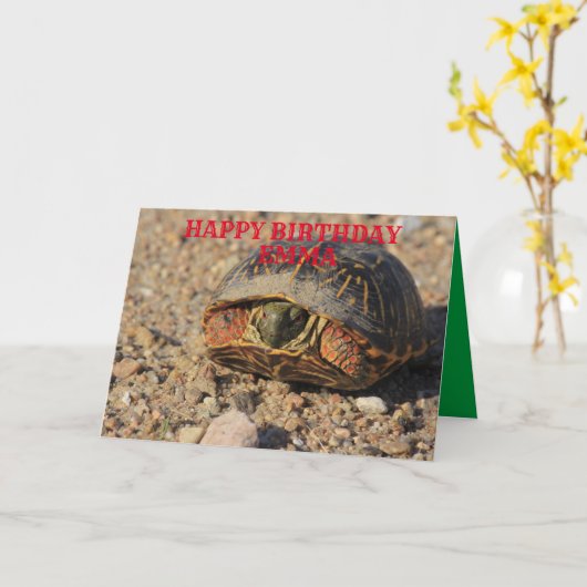 Kansas Box Shell Turtle Birthday Wenskaart Kaart (Gele Bloem)