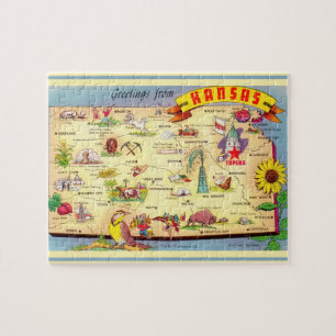 Kansas Briefkaart Kaart Jigsaw Puzzel