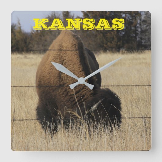 Kansas Buffalo Square Wall klok (Voorkant)