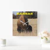 Kansas Buffalo Square Wall klok (Huis)