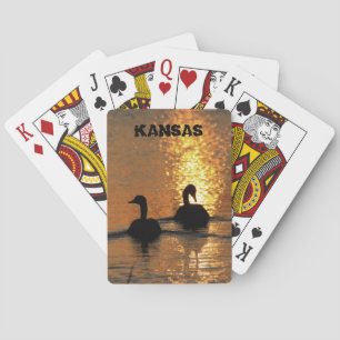 Kansas Canadian Goose Sunset reflectie Pokerkaarten