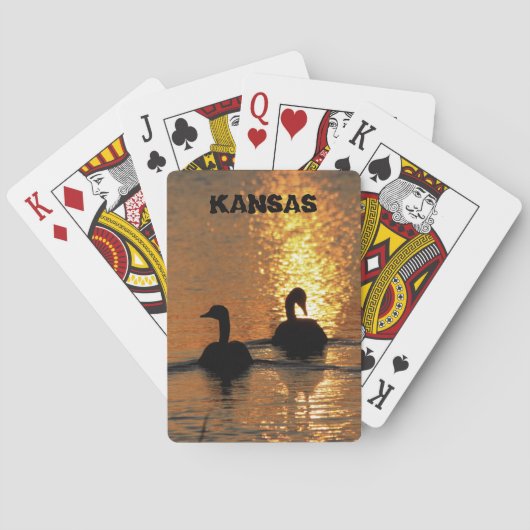 Kansas Canadian Goose Sunset reflectie Pokerkaarten (Achterkant)