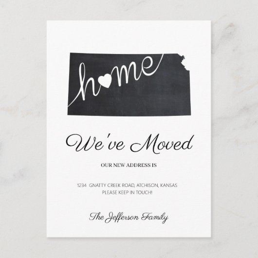 Kansas Chalkboard State Kaart Verhuizen Briefkaart (Voorkant)