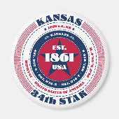 Kansas Circle Typography Souvenir Magnet (Voorkant)