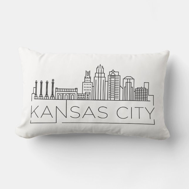 Kansas City, Arkansas Skyline Lumbar Pillow Kussen (Voorkant)