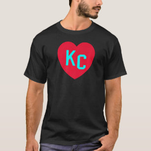 Kansas City Blauwgroen BlueRed Heart KC Love Lette T-shirt