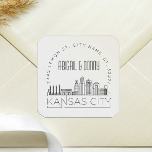 Kansas City bruiloft   Afdichting van vooraf geadr Vierkante Sticker