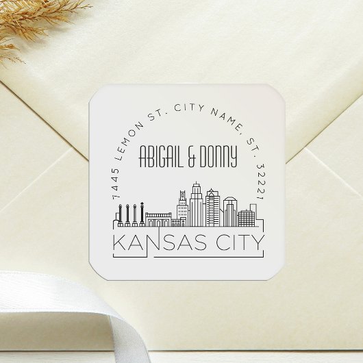 Kansas City bruiloft | Afdichting van vooraf geadr Vierkante Sticker