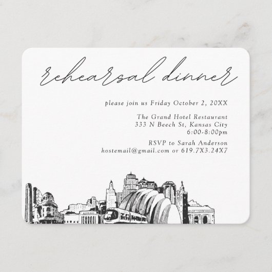 Kansas City Bruiloft Elegante repetitie diner Informatiekaartje (Voorkant)