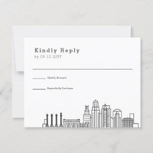 Kansas City bruiloft   Gestileerde Skyline RSVP Kaartje