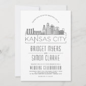 Kansas City bruiloft | Gestileerde Skyline uitnodi Kaart (Voorkant)