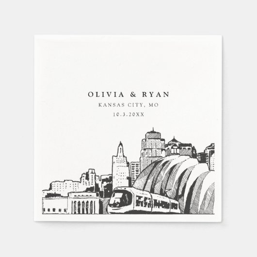 Kansas City Bruiloft Minimalistisch papier Servet (Voorkant)