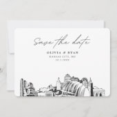 Kansas City Bruiloft Modern Save the Date Kaart (Voorkant)