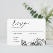 Kansas City Bruiloft Traditionele RSVP Maaltijd Op Informatiekaartje (Staand voorkant)