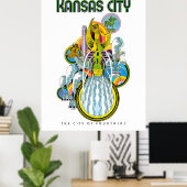 Kansas city, de stad van fonteinen, poster (Thuiskantoor)