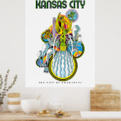 Kansas city, de stad van fonteinen, poster (Keuken)