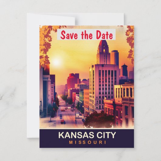 Kansas City Downtown, Reisansichtkaart,  Save The Date (Voorkant)