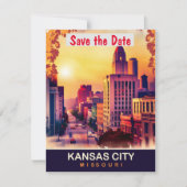Kansas City Downtown, Reizen Briefkaart, Save The Date (Voorkant)