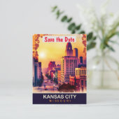 Kansas City Downtown, Reizen Briefkaart, Save The Date (Staand voorkant)