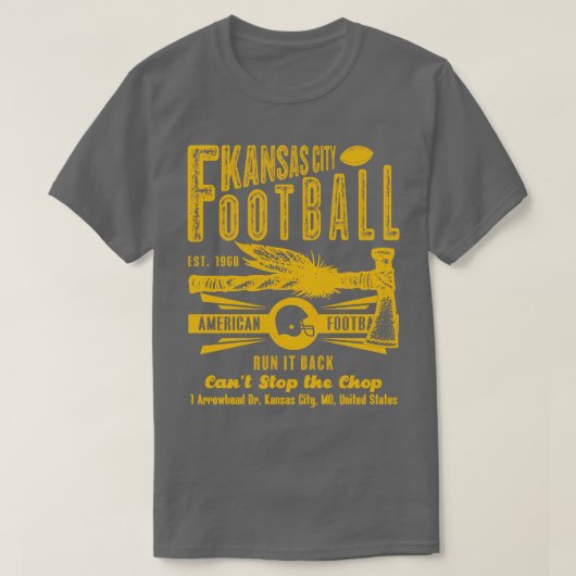 Kansas City Est 1960 Tomahawk  gouden tekst T-shirt (Design voorkant)