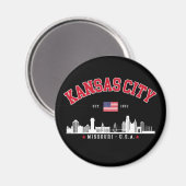 Kansas City Flag & Skyline Design | Cool Midwest Magneet (Voorkant / Achterkant)